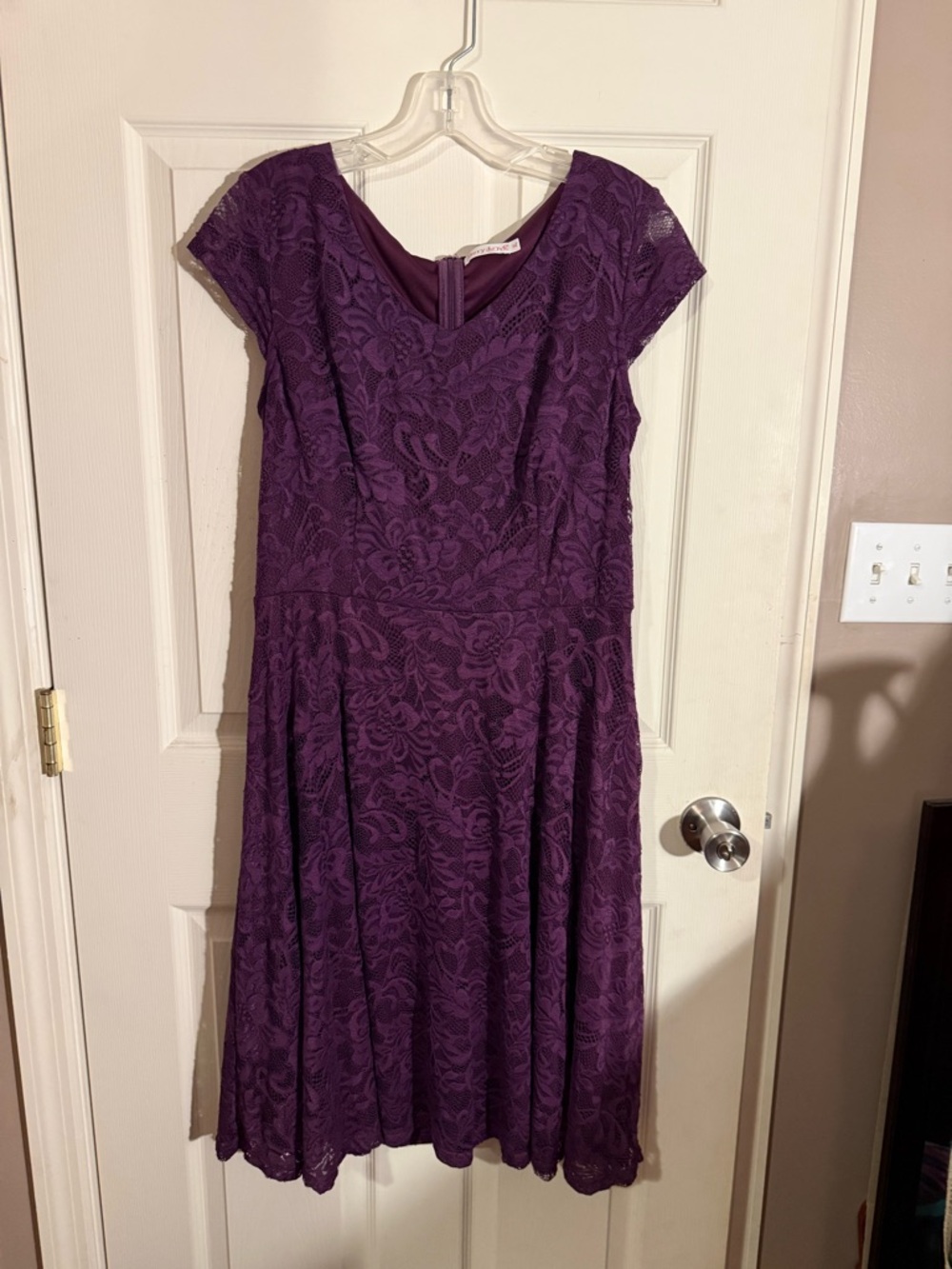 Women's Purple Lace Fit-and-Flare Dress